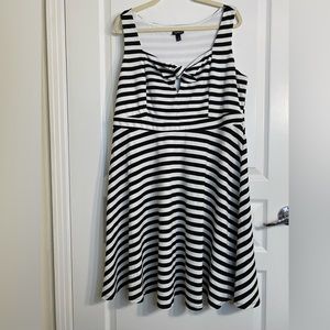 Torrid Dress Size Striped Black and White Sleeveless A-Line Dress.